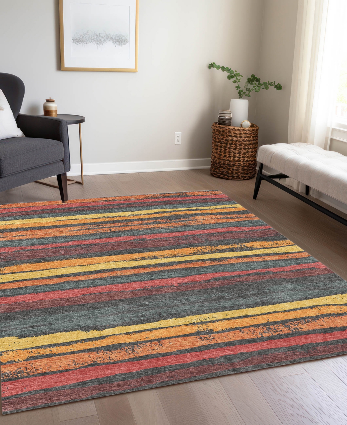 Addison Chantille Machine Washable Acn1019 5'x7'6''area Rug In Slate