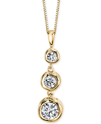 Sirena Energy Diamond Three-Stone Pendant Necklace (1/4 ct. t.w.) in 14k Yellow or White Gold