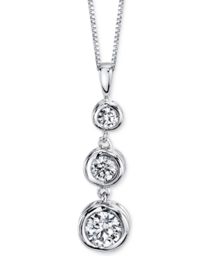 image of Sirena Energy Diamond Three-Stone Pendant Necklace (1/4 ct. t.w.) in 14k Yellow or White Gold
