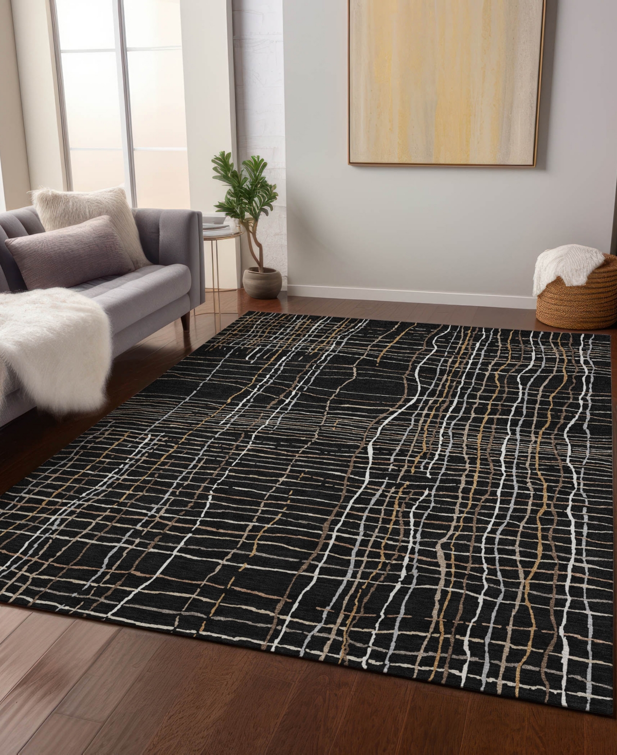 Addison Chantille Machine Washable Acn998 8'x10' Area Rug In Black