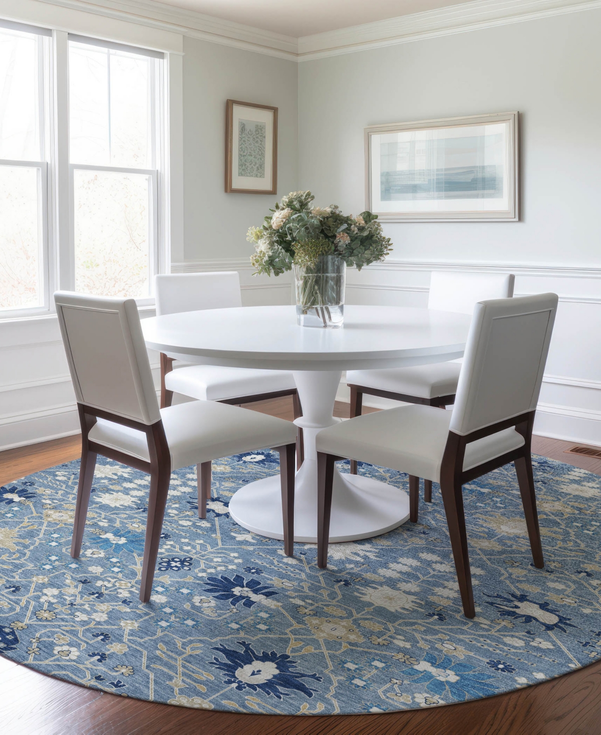 Addison Chantille Machine Washable Acn1009 8'x8' Round Area Rug In Denim
