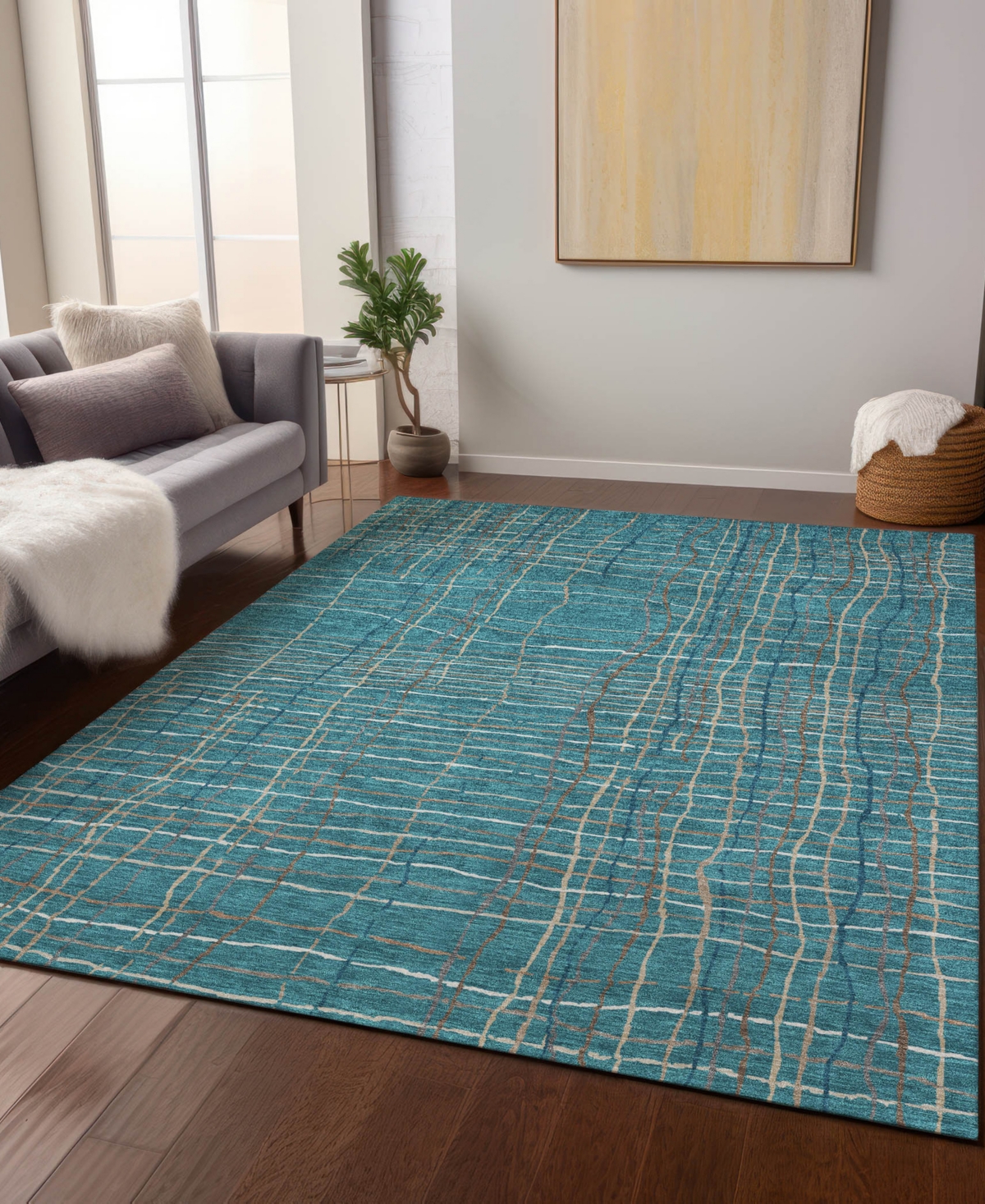 Addison Chantille Machine Washable Acn998 5'x7'6" Area Rug In Teal
