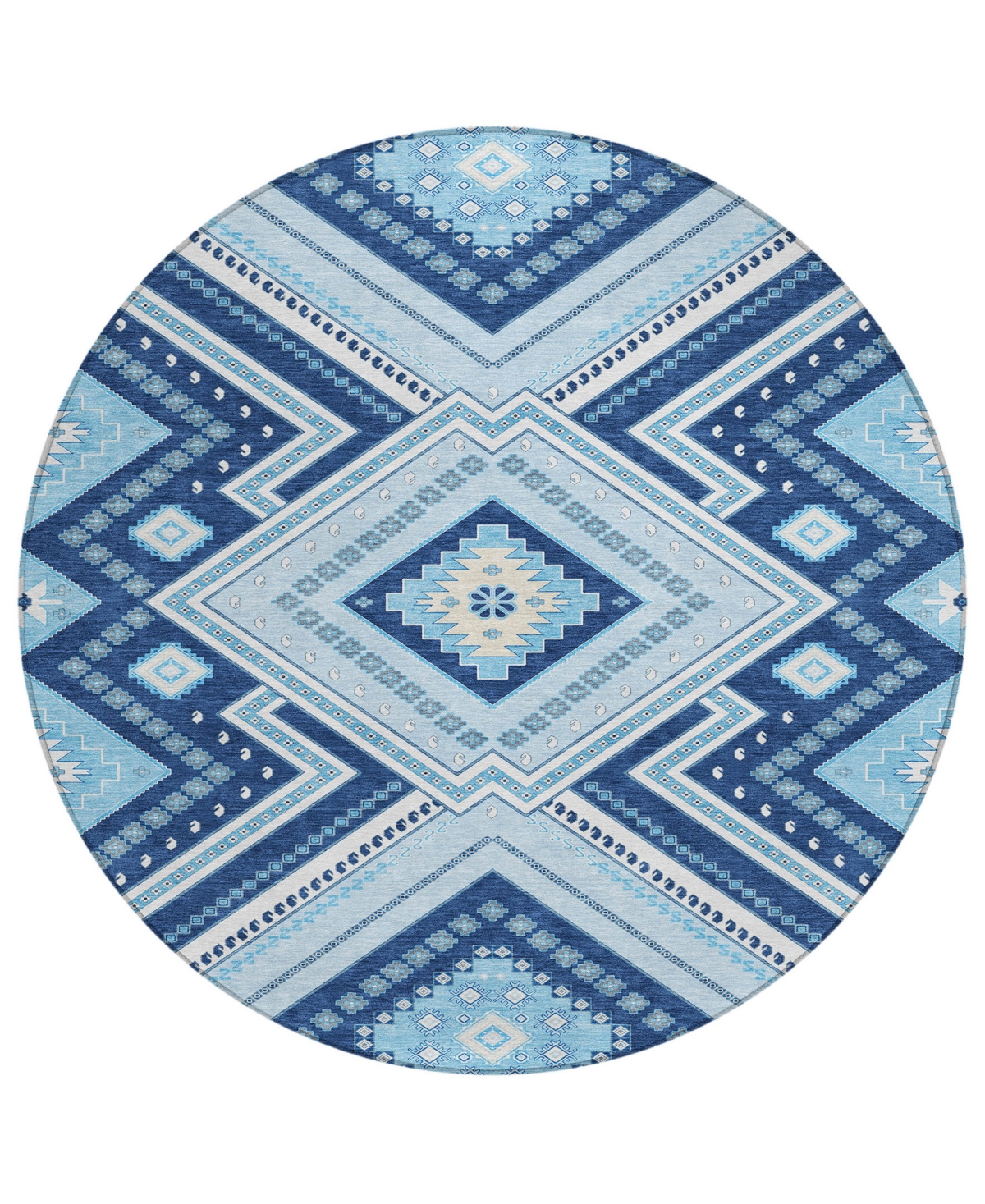 Addison Chantille Machine Washable Acn1010 8'x8' Round Area Rug In Navy