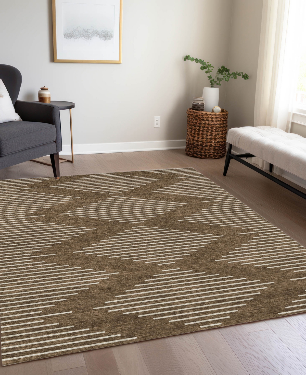 Addison Chantille Machine Washable Acn1016 5'x7'6" Area Rug In Brown
