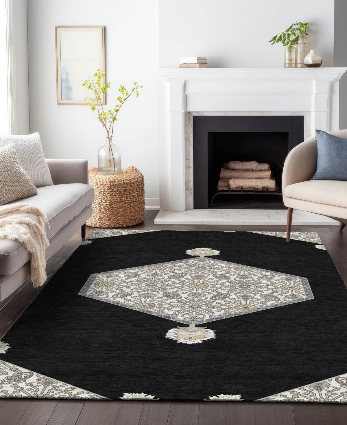 Addison Chantille Machine Washable Acn1011 3'x5' Area Rug In Black