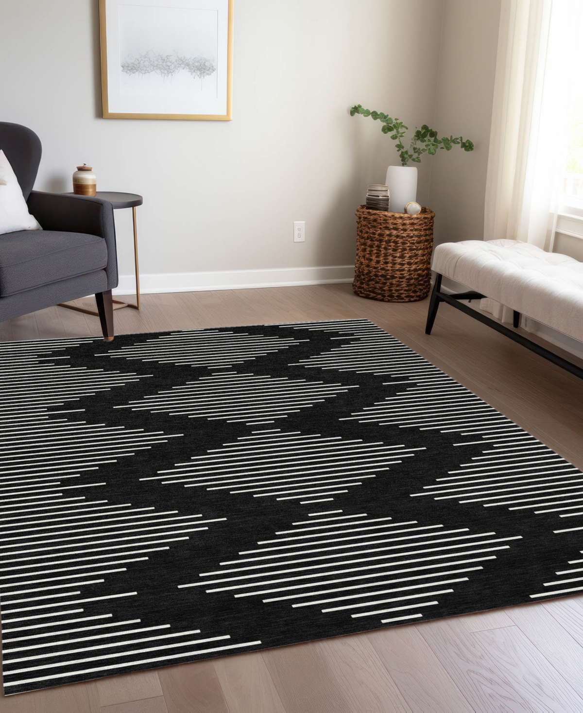 Addison Chantille Machine Washable Acn1016 2'6"x3'10" Area Rug In Black