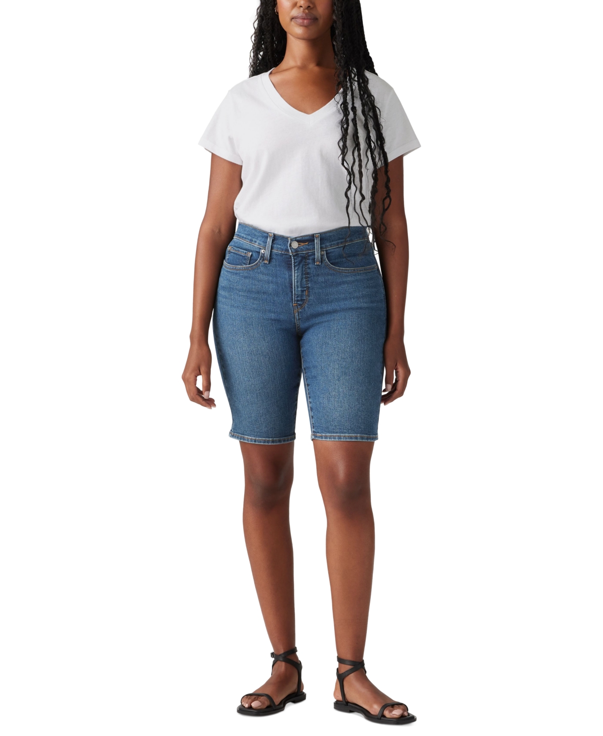 LEVI'S PLUS SIZE MID-RISE SHAPING BERMUDA SHORTS 