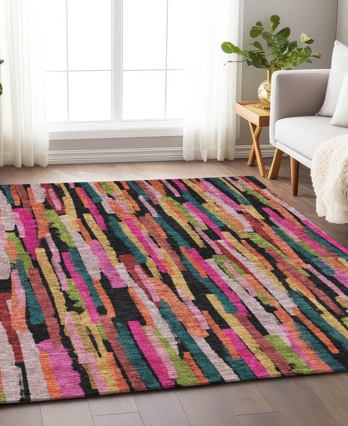 Addison Chantille Machine Washable Acn1079 9'x12' Area Rug In Pink