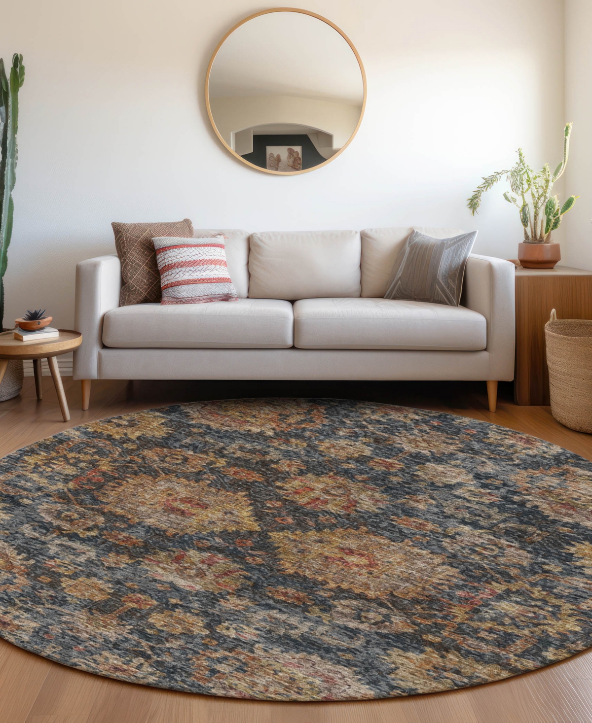 Addison Chantille Machine Washable Acn1094 8'x8' Round Area Rug In Navy