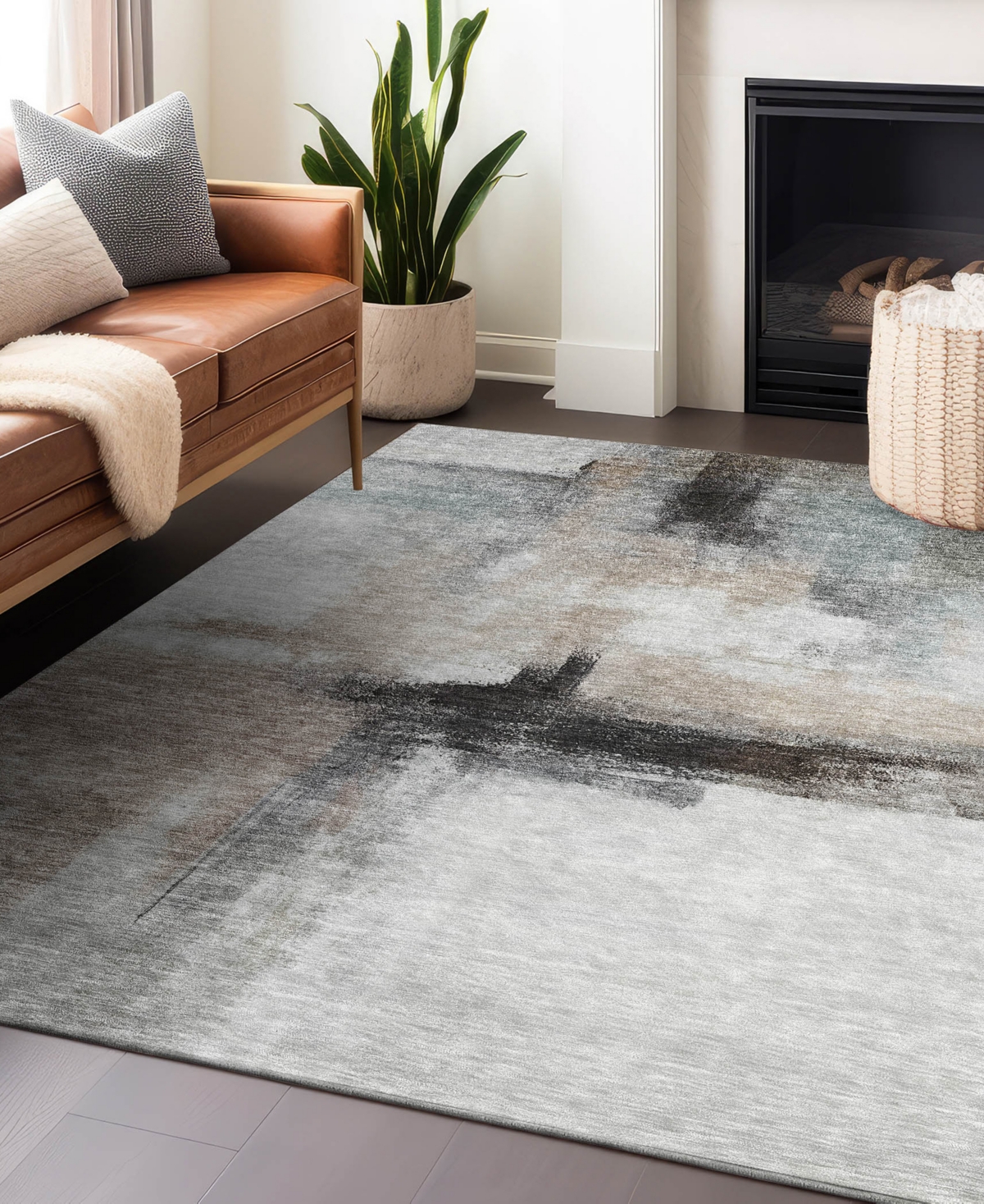 Addison Chantille Machine Washable Acn1097 5'x7'6" Area Rug In Mocha
