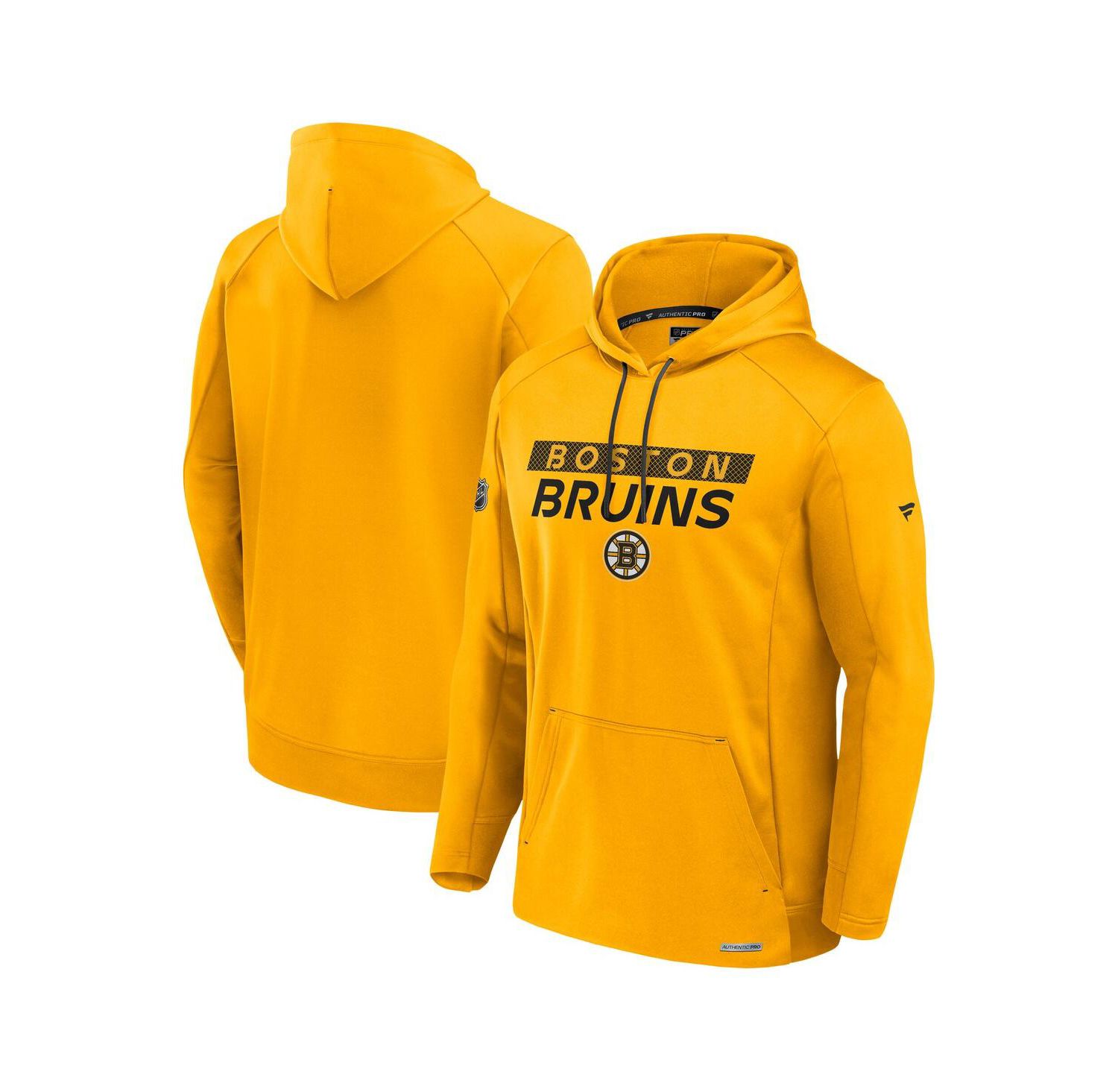 Men's Gold Boston Bruins Authentic Pro Rink Fleece Pullover Hoodie