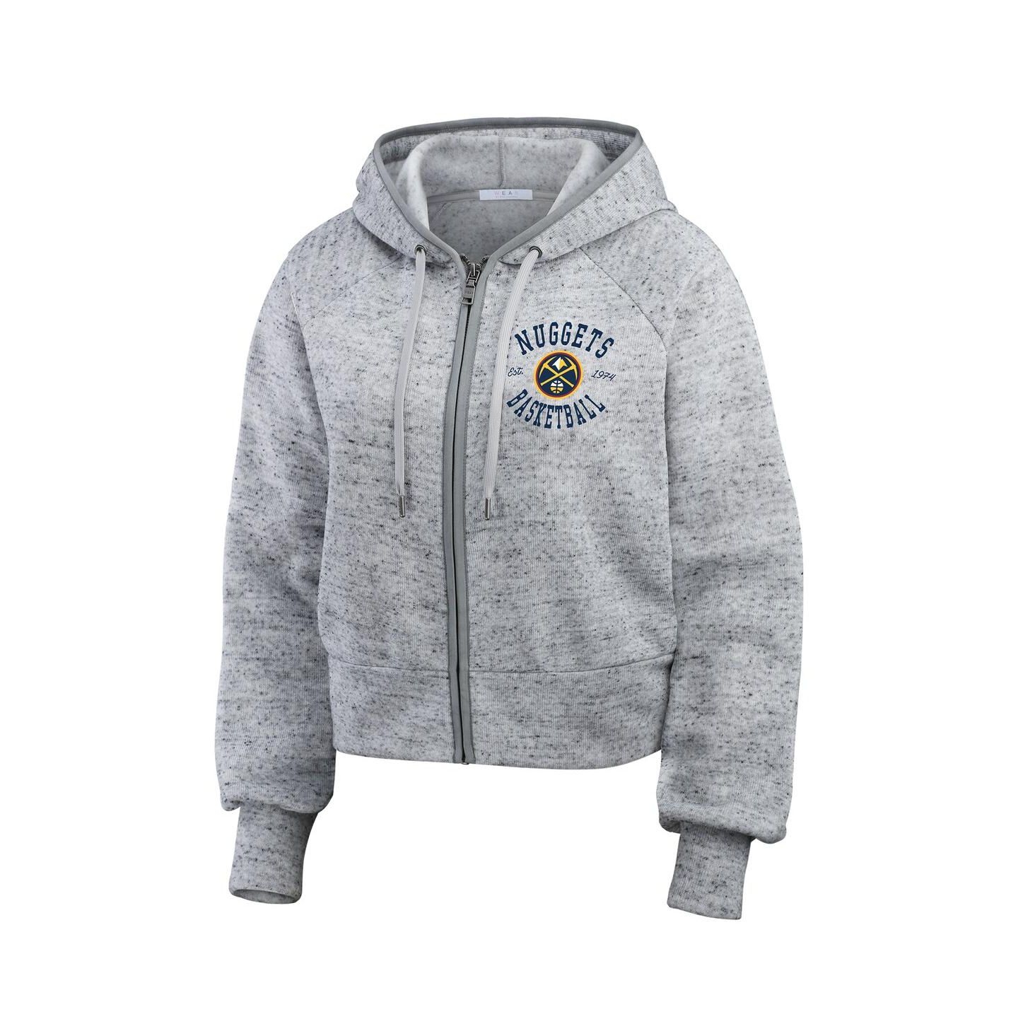 Женское худи WEAR by Erin Andrews Heather Gray Denver Nuggets Speckled Radiator Full-Zip — фото 2