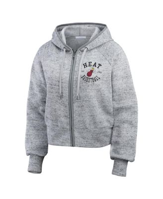 Women's Heather Gray Miami Heat Speckled Radiator Full-Zip Hoodie