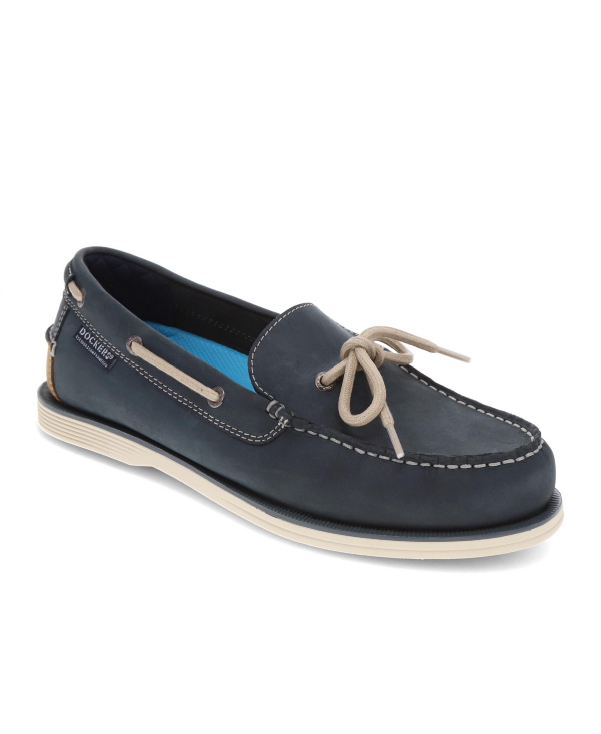 Dockers Mens Darnell Genuine Leather Dress Casual Slip On Boat Shoe In Navy