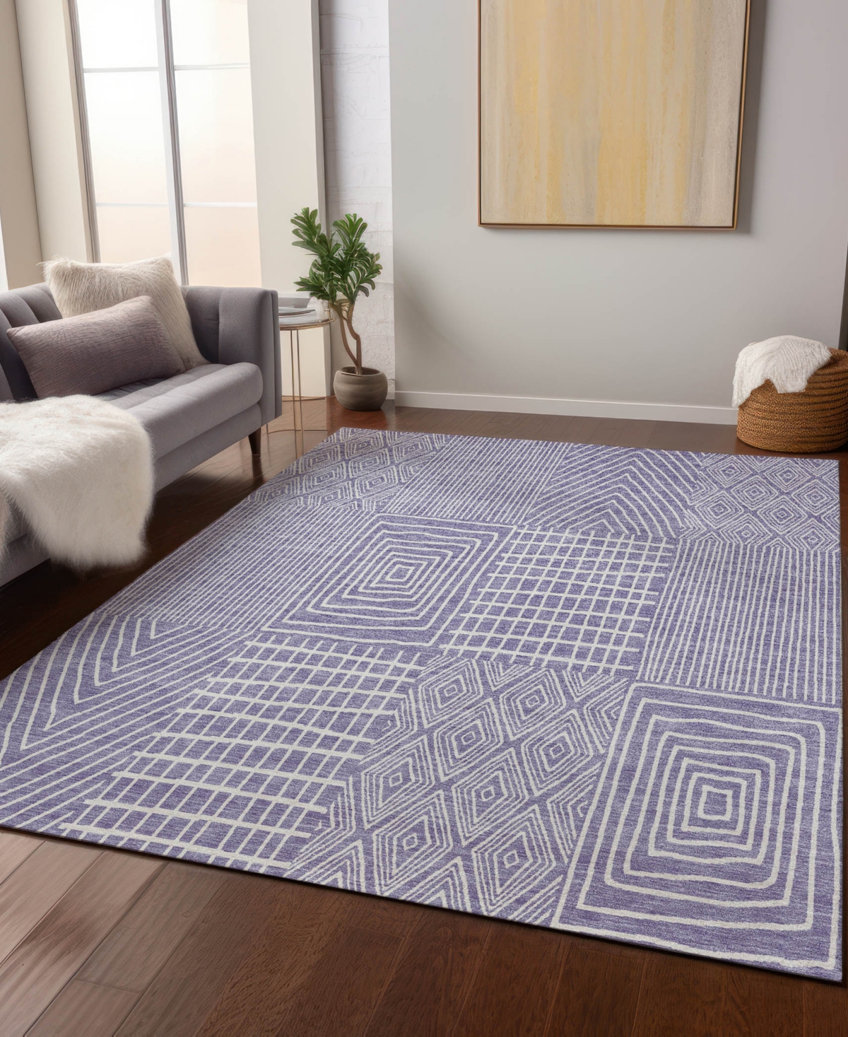 Addison Chantille Machine Washable Acn990 9'x12' Area Rug In Lavender
