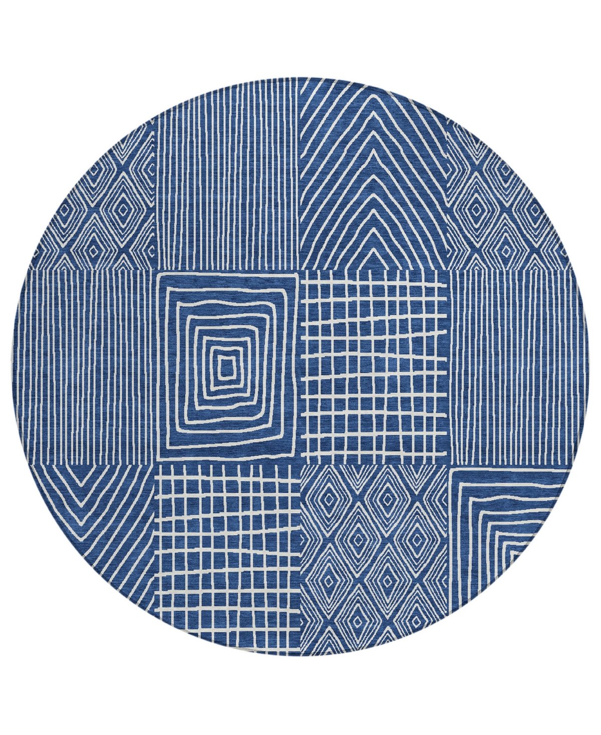 Addison Chantille Machine Washable Acn990 8'x8' Round Area Rug In Navy