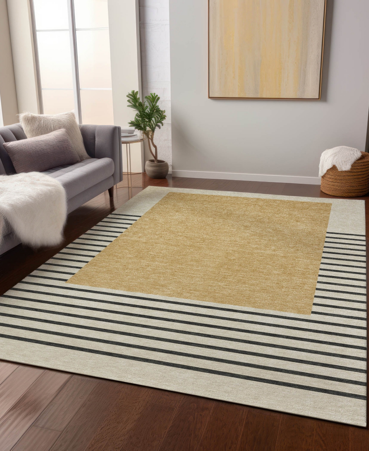 Addison Chantille Machine Washable Acn995 5'x7'6" Area Rug In Gold