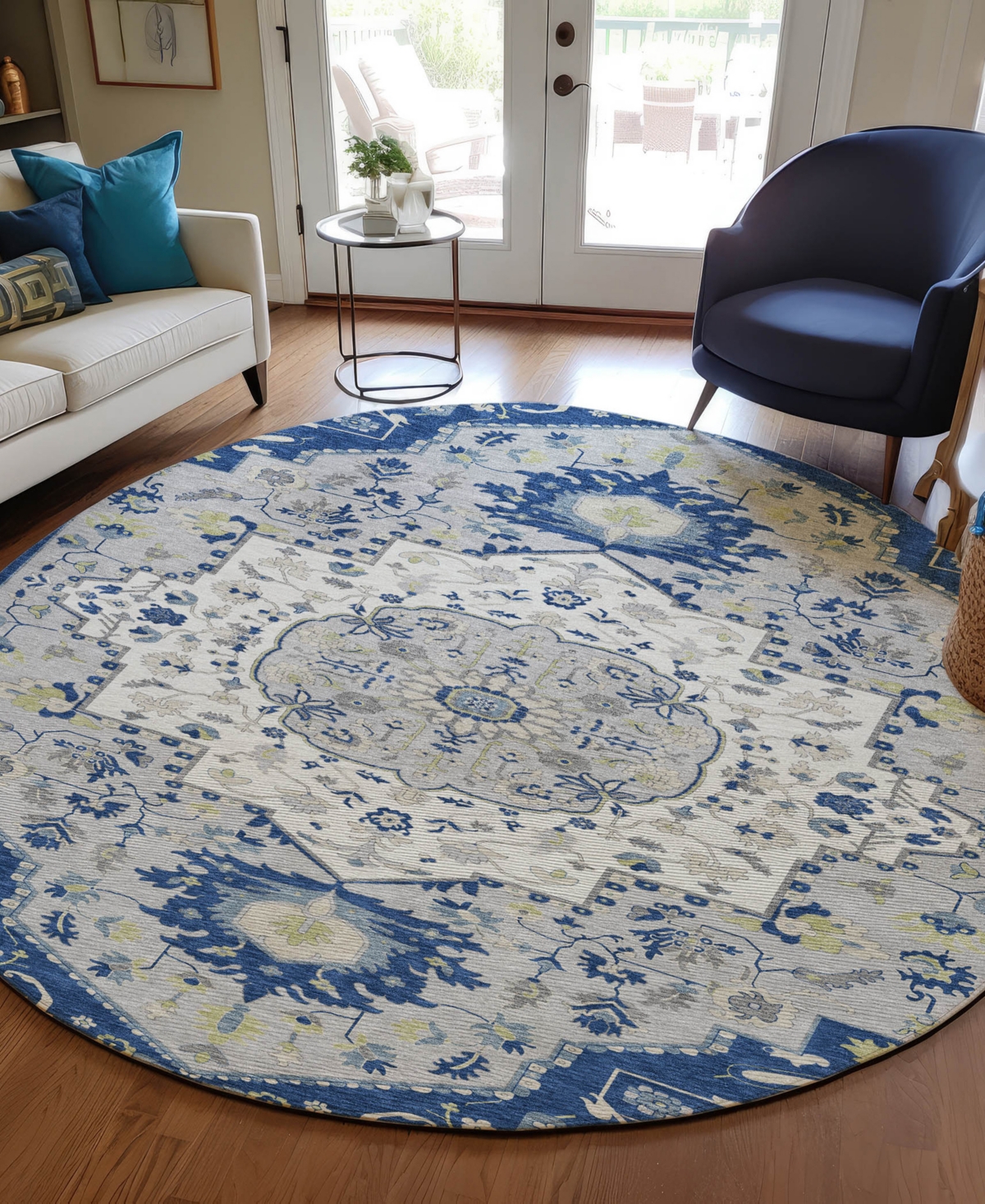 Addison Chantille Machine Washable Acn985 8'x8' Round Area Rug In Navy