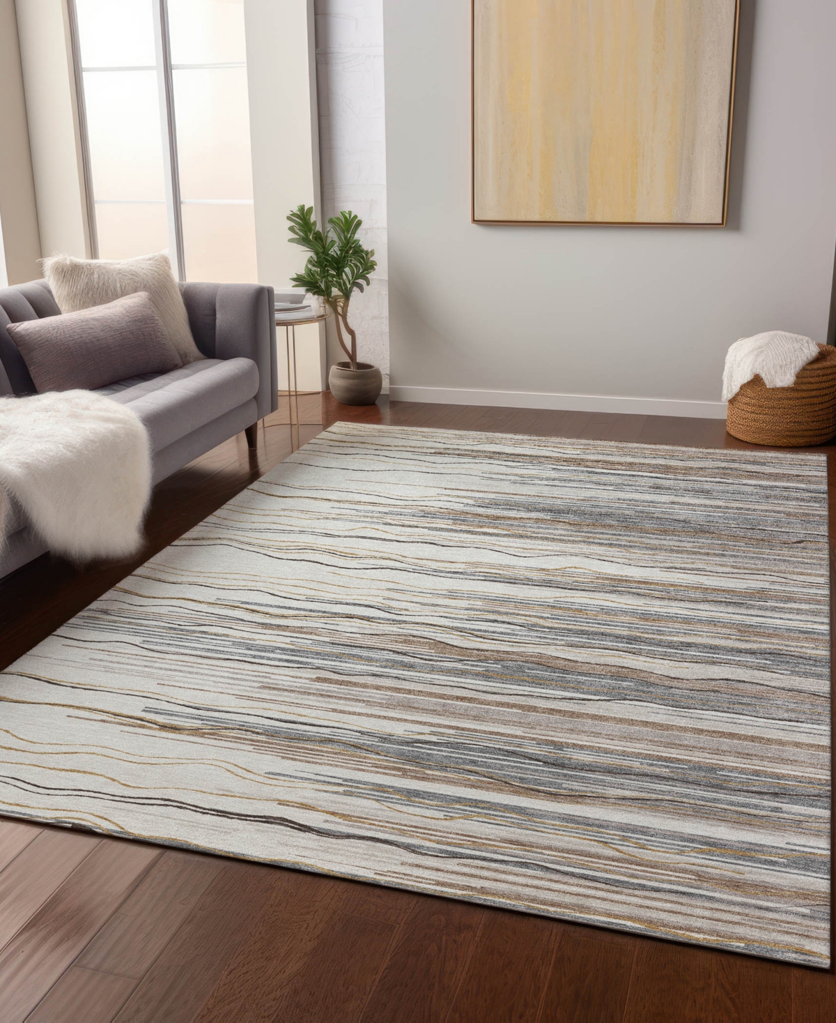Addison Chantille Machine Washable Acn996 5'x7'6" Area Rug In Ivory