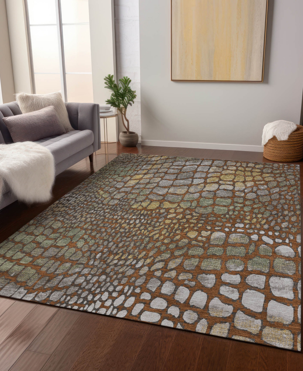 Addison Chantille Machine Washable Acn988 5'x7'6" Area Rug In Paprika