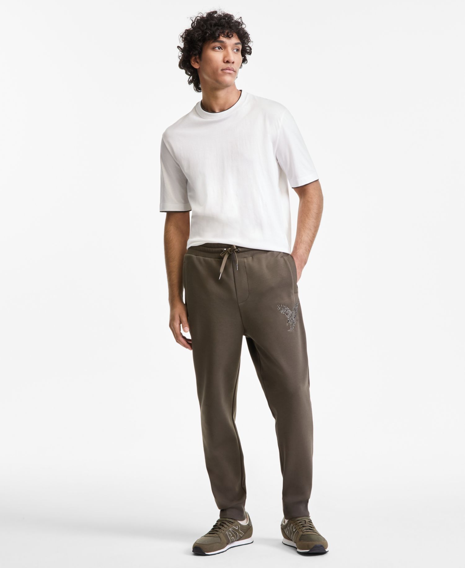 Men's Regular-Fit Eagle Logo Embroidered Joggers