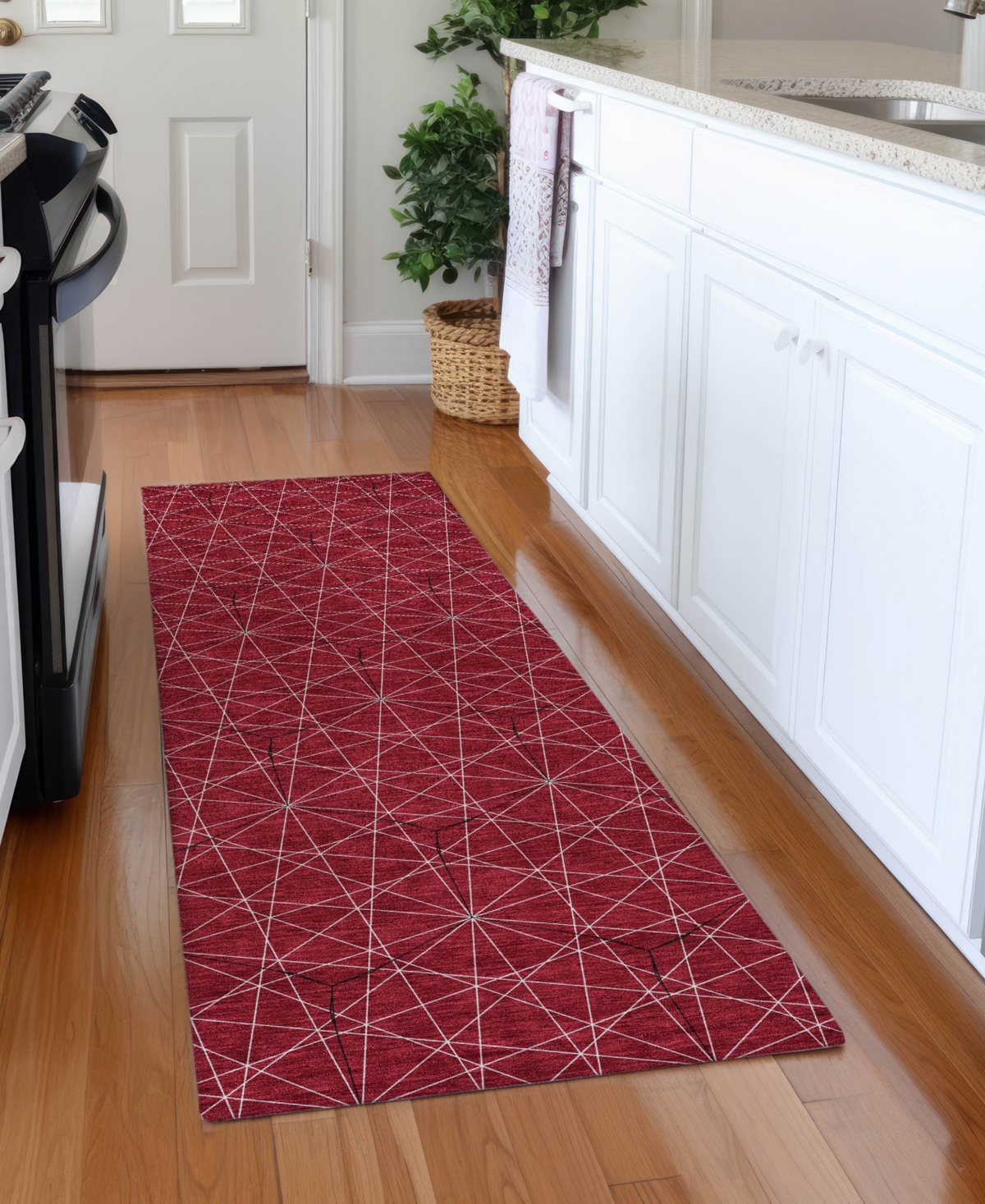 Addison Chantille Machine Washable Acn987 2'3"x7'6" Runner Area Rug In Red