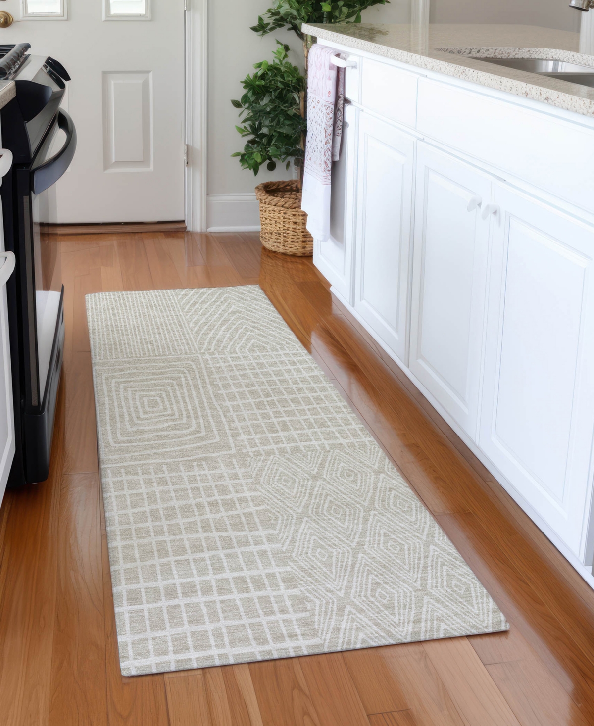 Addison Chantille Machine Washable Acn990 2'3"x7'6" Runner Area Rug In Beige