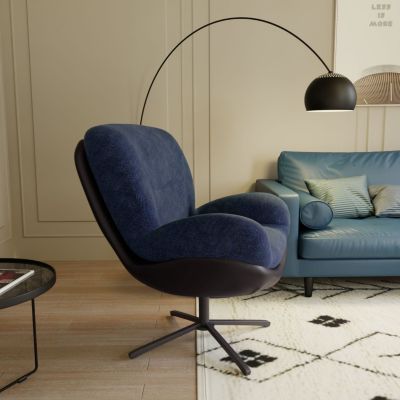 Modern 360 Swivel Lounge Chair in Navy