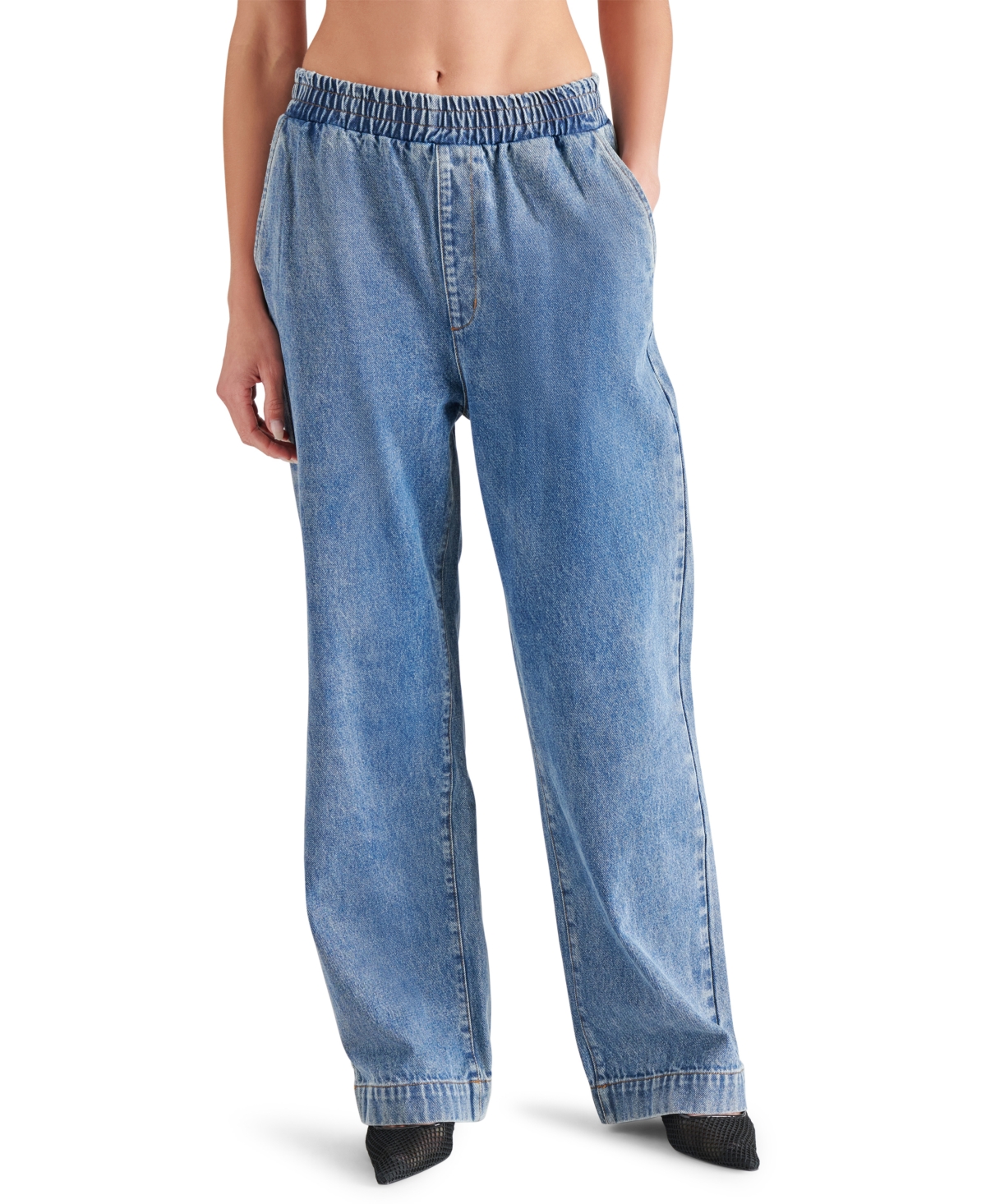 Steve Madden Gilda Wide Leg Denim Pants In Blue Denim