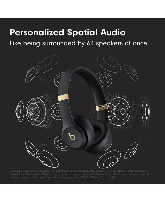 Black and Gold Beats Solo 4 - Wireless Bluetooth On-Ear Headphones, Apple & Android Compatible, Up to 50 Hours of Battery Life - Black & Gold - Black