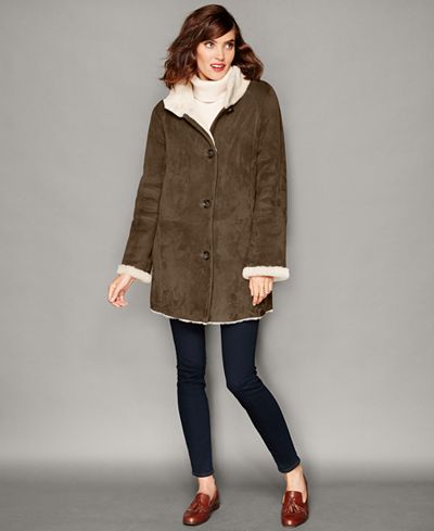 The Fur Vault Shearling Lamb Stand-Collar Coat