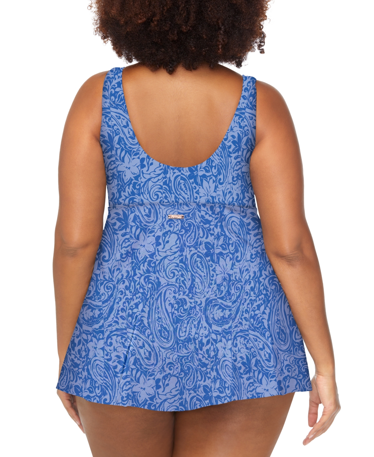 Raisins Curve Trendy Plus Lucia Printed Swimdress In Slate