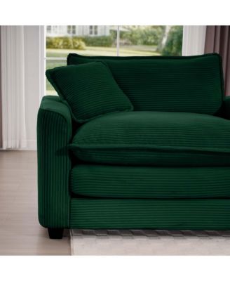 Modern Fabric Living Room Sofa 2-Piece Set, One 2-Seater Sofas, One 3-Seater Sofas Sofa with 8 Cushion Upholstery Large Deep Seat Recliner, Green Corduroy Fabric
