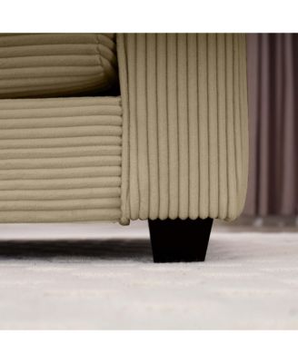 Warm and Cozy Sofa Set with Soft Cushions and Pillows, Home Theater Style Sofa Set Consisting of One 2-Seater Sofas and Two Single Sofa in Tan Corduroy Fabric