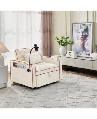 Convertible Sleeper Chair Sofa Bed Adjustable Pull Out Sleeper Chair Bed Multi-Pockets Folding Sofa Bed for Living Room Bedroom Small Space,3-in-1 Sofa Bed