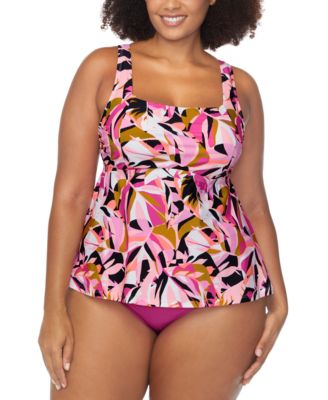 RAISINS CURVE TRENDY PLUS SIZE STRAYA UNDERWIRE TANKINI TOP COSTA RUCHED BIKINI BOTTOMS