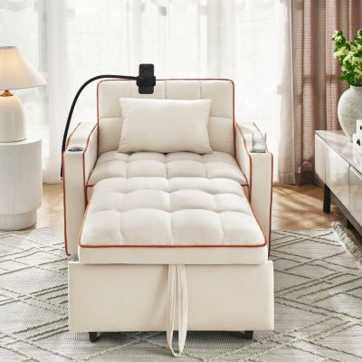 Convertible Sleeper Chair Sofa Bed Adjustable Pull Out Sleeper Chair Bed Multi-Pockets Folding Sofa Bed for Living Room Bedroom Small Space,3-in-1 Sofa Bed
