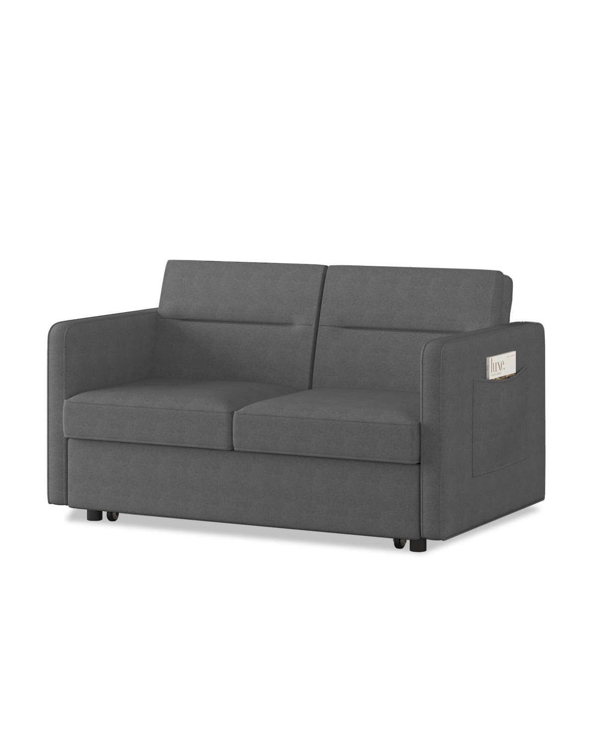 Streamdale Furniture Loveseats Sofa Bed with Pull-out Bed,Adjsutable Back and Two Arm Pocket-Dark grey(54.5