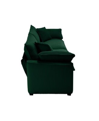 Modern Fabric Living Room Sofa Two Piece Set, Two 2-Seater Sofas with 8 Cushion Upholstery Large Deep Seat Recliner, Green Corduroy Fabric