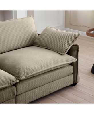 Luxurious and Sophisticated Sofa Set with Soft Cushions and Pillows, Sofa Set for Living Rooms and Clubs as well as Home Theaters, Consisting of Two Single Sofas and a 2-Seaters Sofas in Tan Corduroy