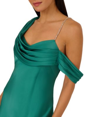 by Adrianna Papell Women's Satin Draped One-Shoulder Mermaid Gown