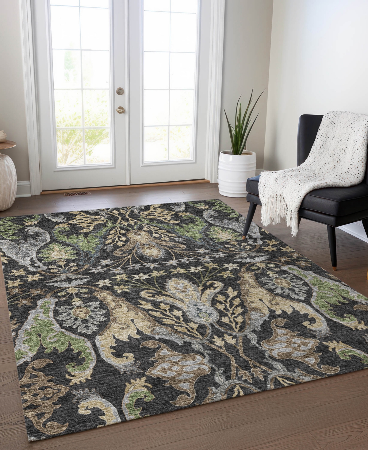 Addison Chantille Machine Washable Acn1153 5'x7'6" Area Rug In Black