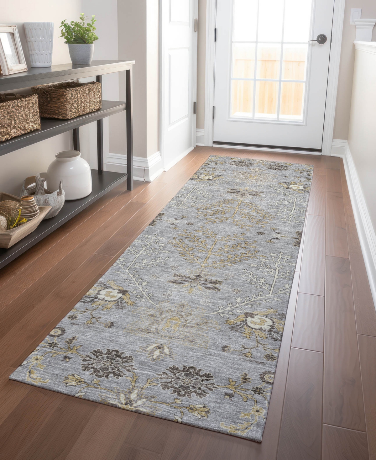 Addison Chantille Machine Washable Acn1156 2'3"x7'6" Runner Area Rug In Gray