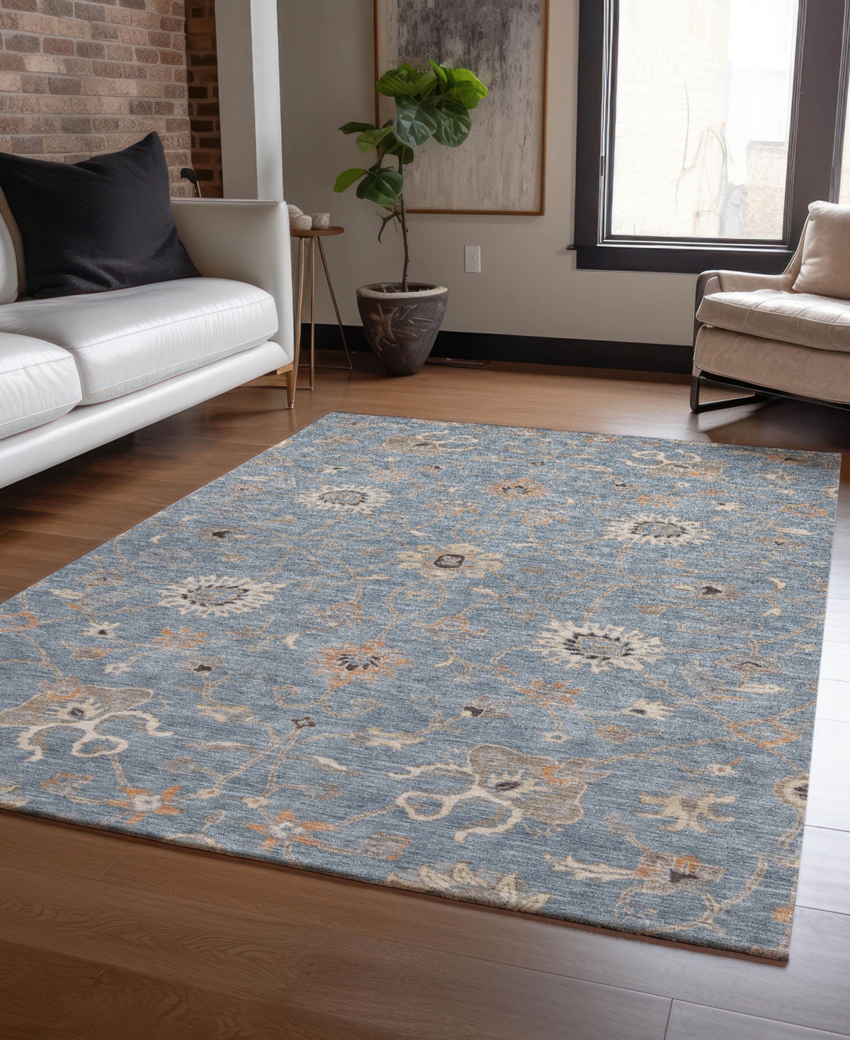 Addison Chantille Machine Washable Acn1137 5'x7'6" Area Rug In Denim