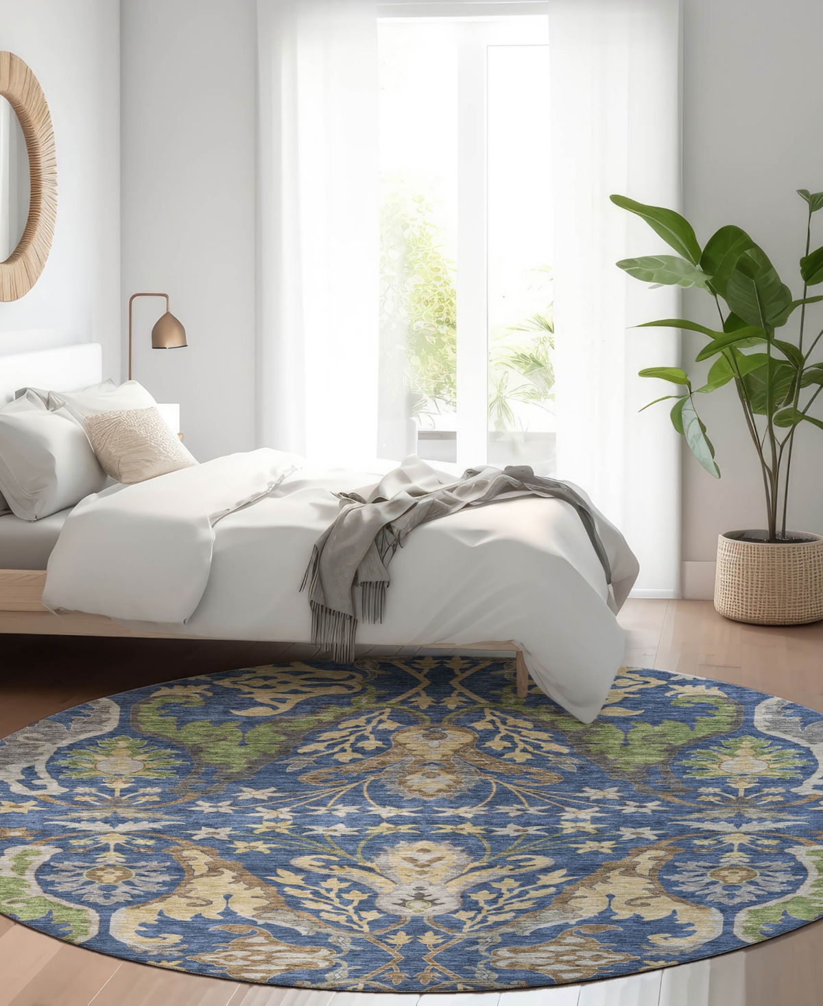 Addison Chantille Machine Washable Acn1153 8'x8' Round Area Rug In Navy
