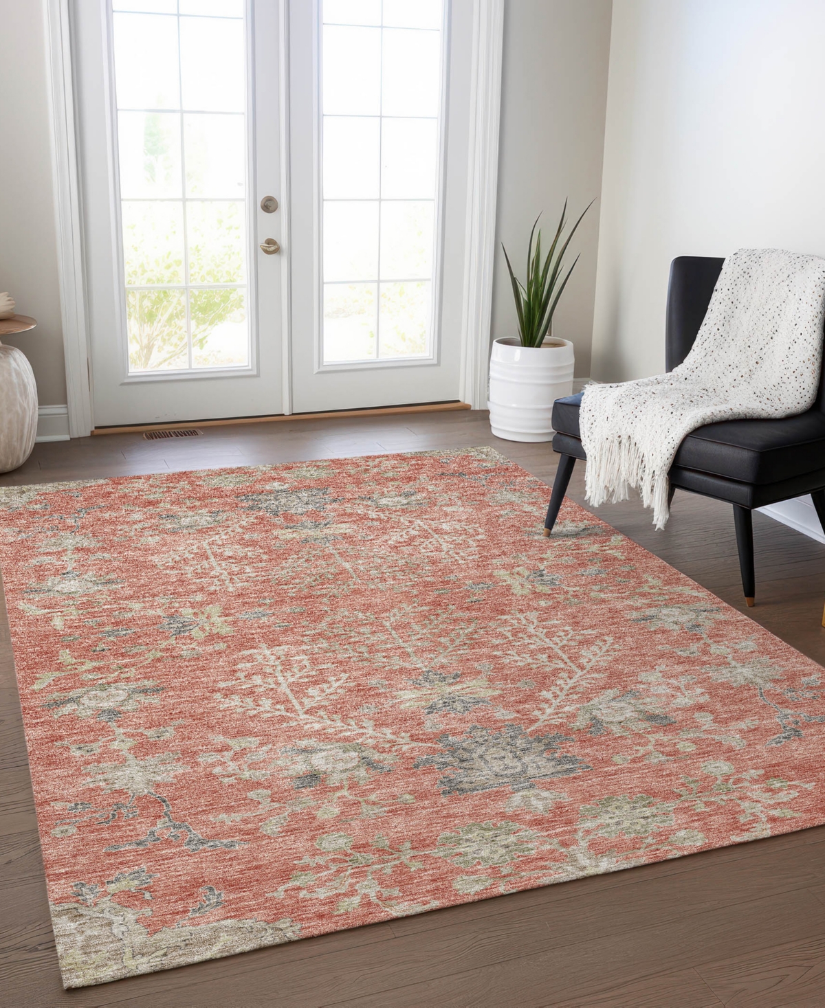 Addison Chantille Machine Washable Acn1156 8'x10' Area Rug In Coral
