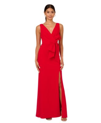 Adrianna Papell - Women's Bow-Front Crepe Gown