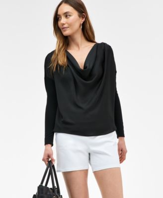 I.N.C. International Concepts - Women's Satin-Front Cowl-Neck Top