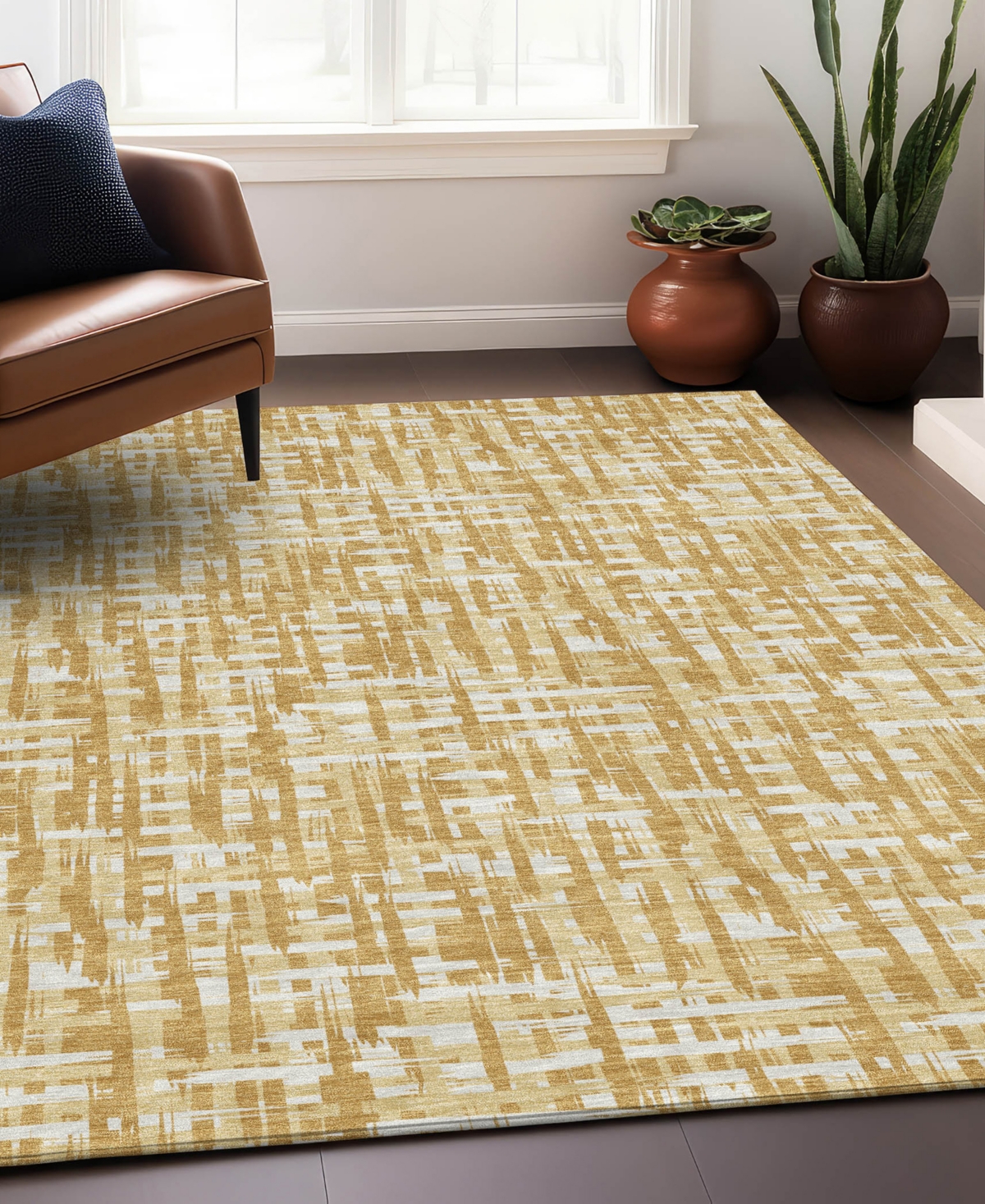 Addison Chantille Mahine Washable Acn1059 5'x7'6" Area Rug In Gold