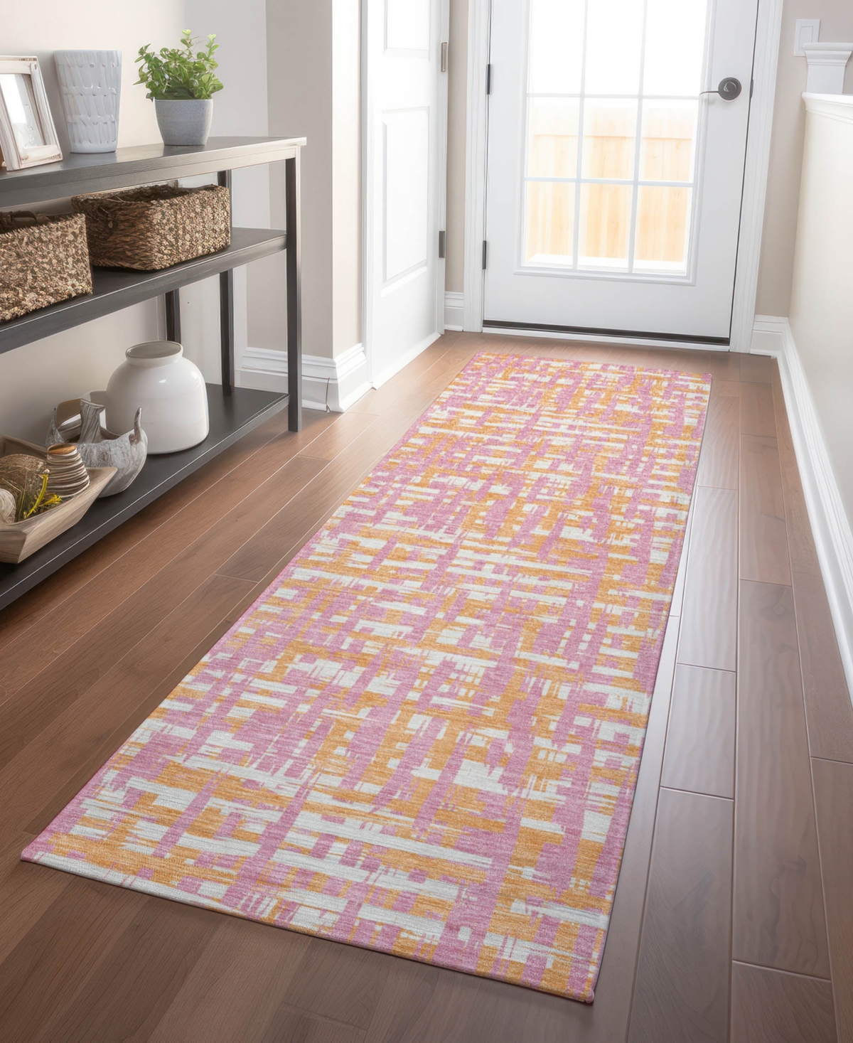 Addison Chantille Mahine Washable Acn1060 2'3"x7'6" Runner Area Rug In Pink